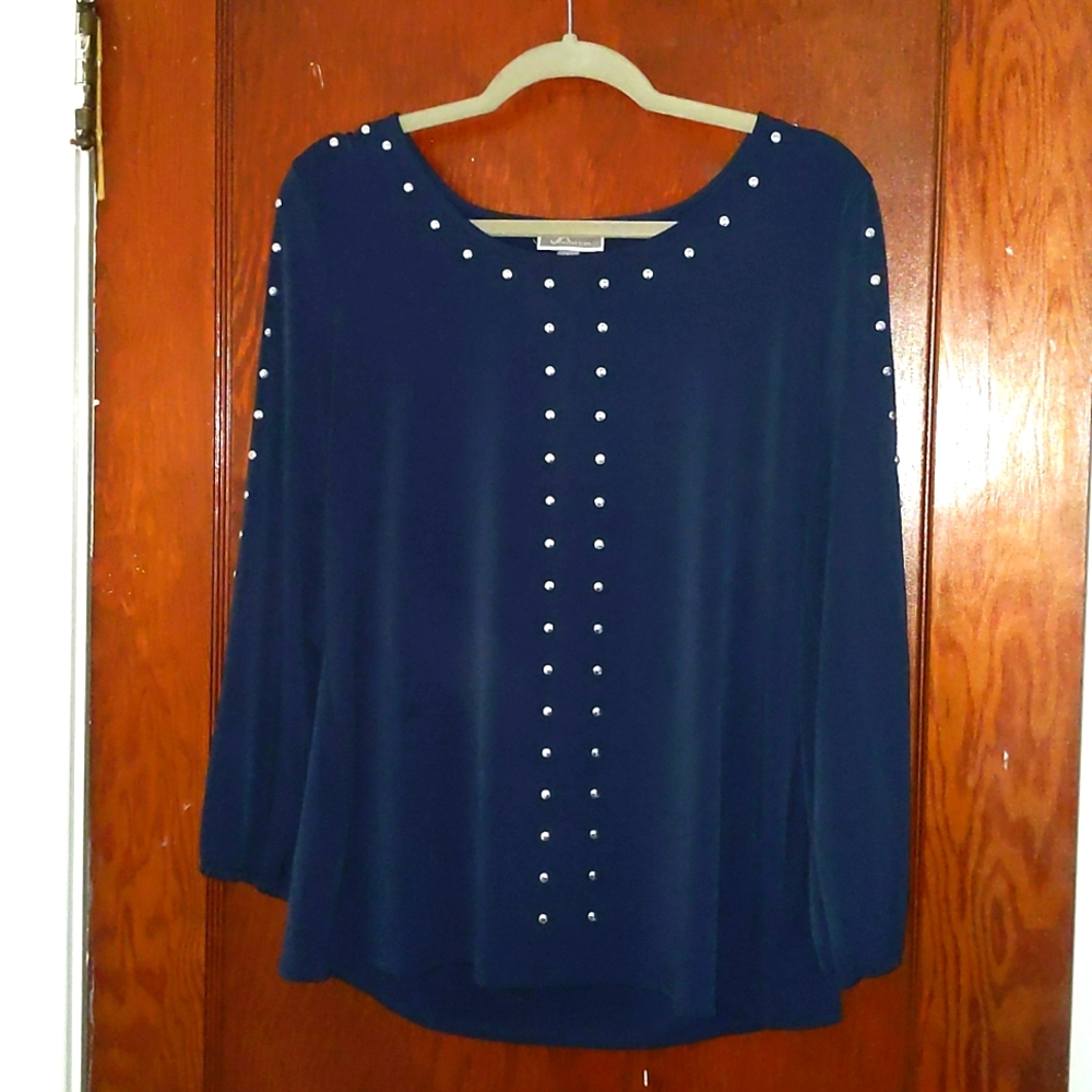Woman's Navy Blue Embellished Blouse